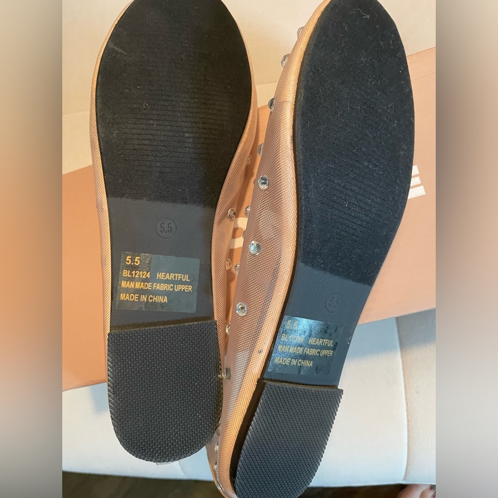 Nude Rhinestone Flats - Women’s size 5.5 (fits like a 6) - Picture 2 of 3